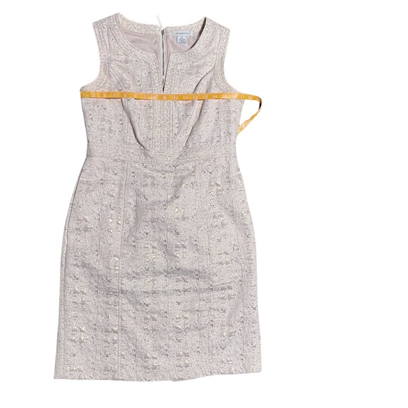 Liz Claiborne White and Gold Jacquard Sheath Dress - Picture 6 of 6